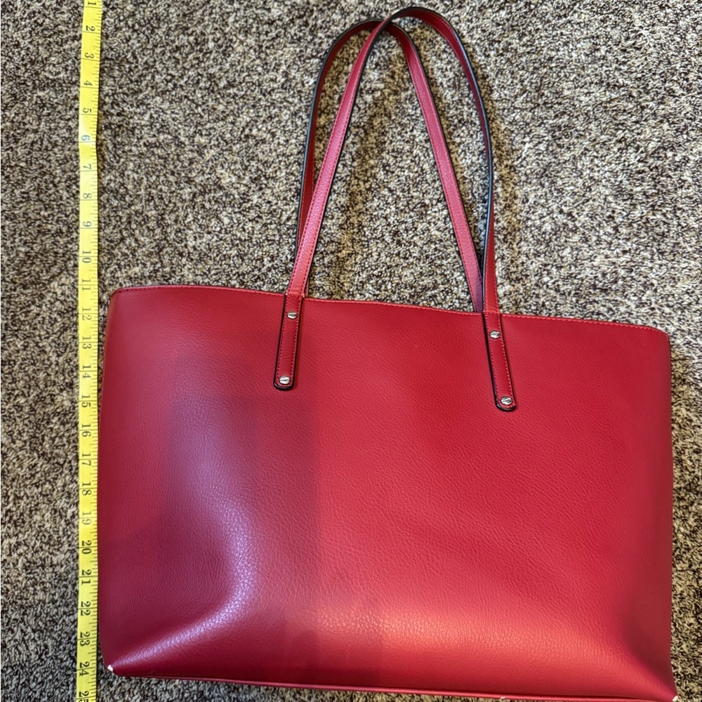 INC CONCEPT Large Red Shoulder Strap Tote Bag Small Flaws to Corners - Picture 16 of 16